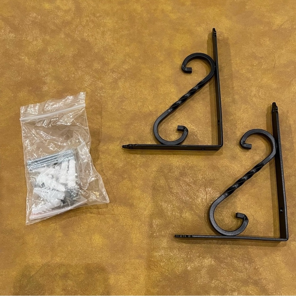 4 for $20 2-Pack Black Wrought Iron Shelf Bracket 6 x 4 inch - Metal L